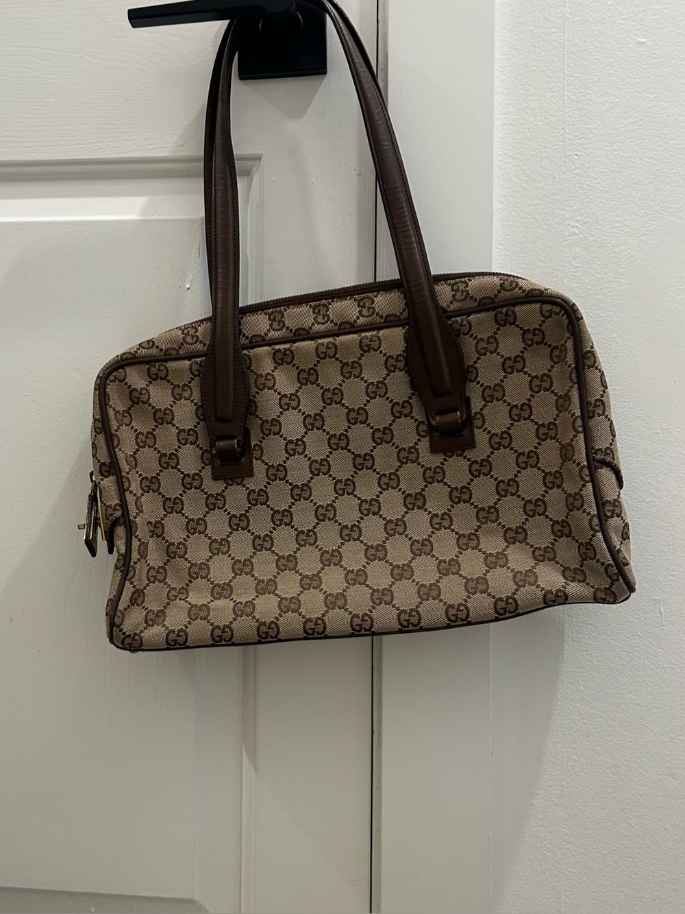 Gucci Beige and Brown GG Canvas Shoulder Bag